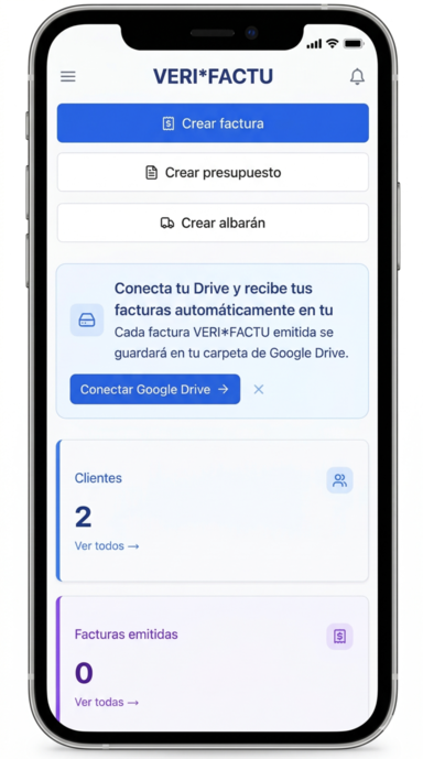Captura: Factura emitida sin necesidad de certificado (mobile)